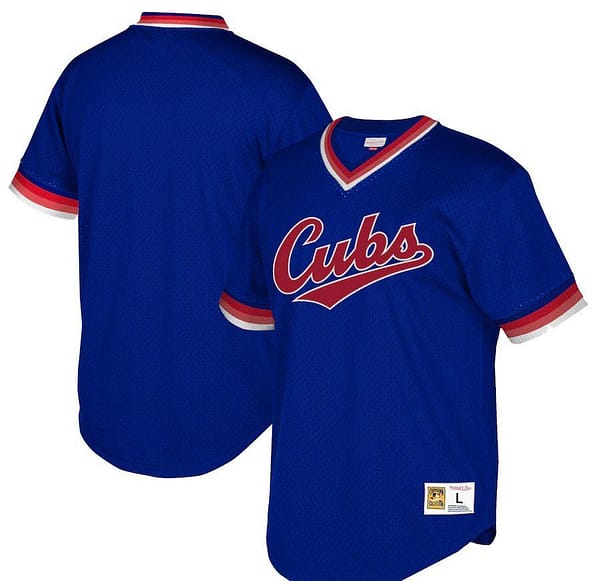 Youth Navy Cooperstown Collection Mesh Wordmark V-Neck Throwback Jersey