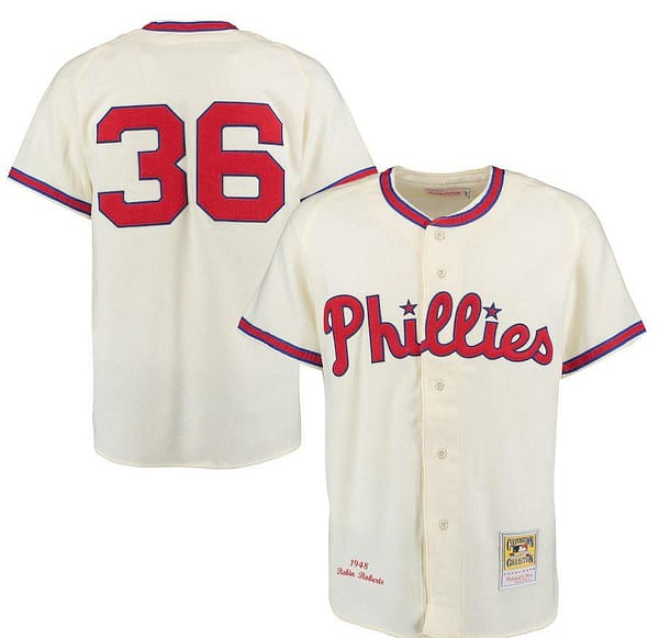 Men's 1948 Robin Roberts Cream Throwback Jersey
