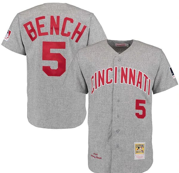Men's 1969 Johnny Bench Gray Throwback Jersey