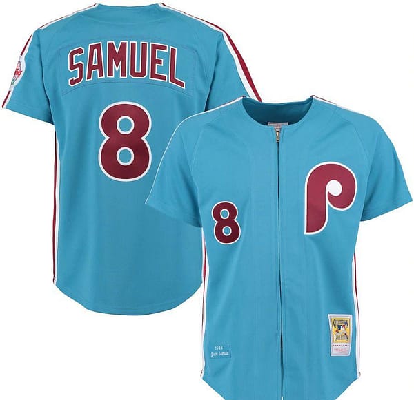 Men's 1983 Juan Samuel Light Blue Throwback Jersey