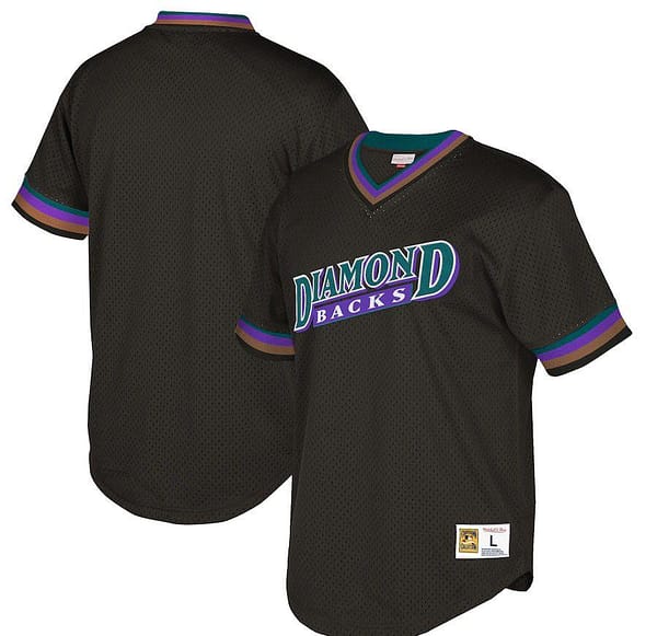 Men's Black Cooperstown Collection Mesh Wordmark V-Neck Throwback Jersey