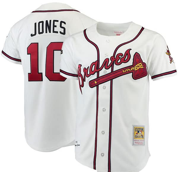 Men's Chipper Jones White Throwback Jersey