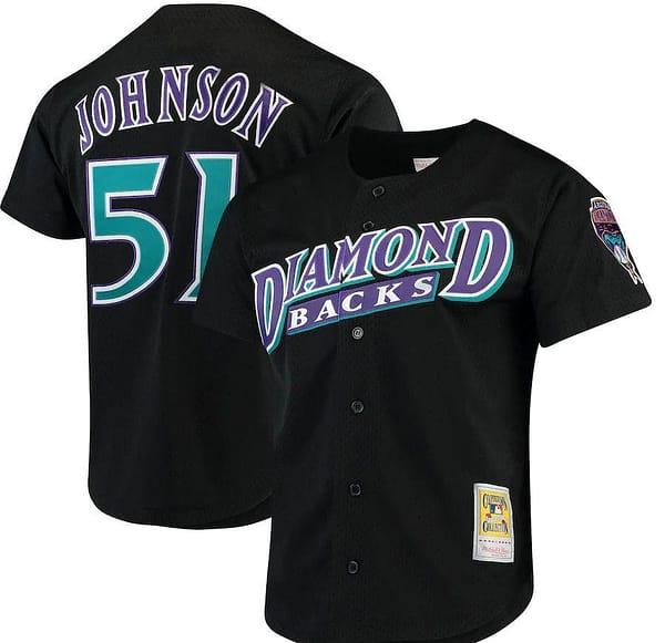 Men's Randy Johnson Black Fashion Cooperstown Collection Mesh Batting Practice Throwback Jersey