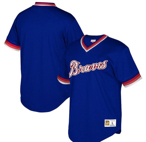 Men's Royal Cooperstown Collection Mesh Wordmark V-Neck Throwback Jersey