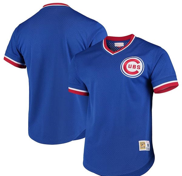 Men's Royal Cooperstown Collection Mesh Primary Logo V-Neck Throwback Jersey