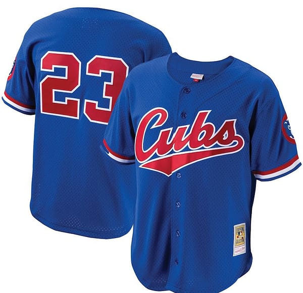 Men's Ryne Sandberg Royal Cooperstown Collection Mesh Batting Practice Button-Up Throwback Jersey
