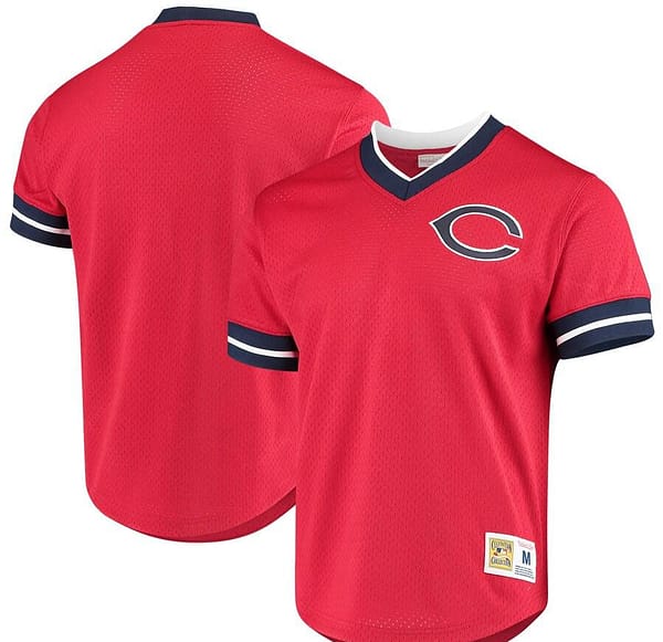 Men's Red Mesh V-Neck Throwback Jersey