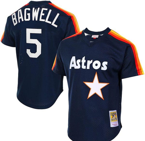 Men's Jeff Bagwell Navy Cooperstown Mesh Batting Practice Throwback Jersey