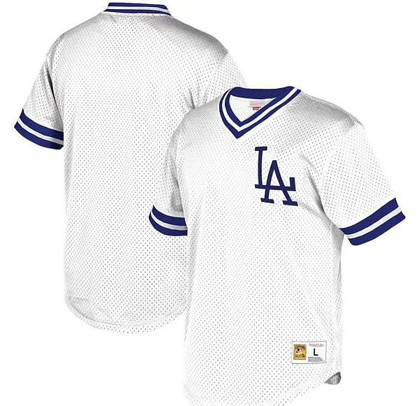 Men's White Mesh V-Neck Throwback Jersey