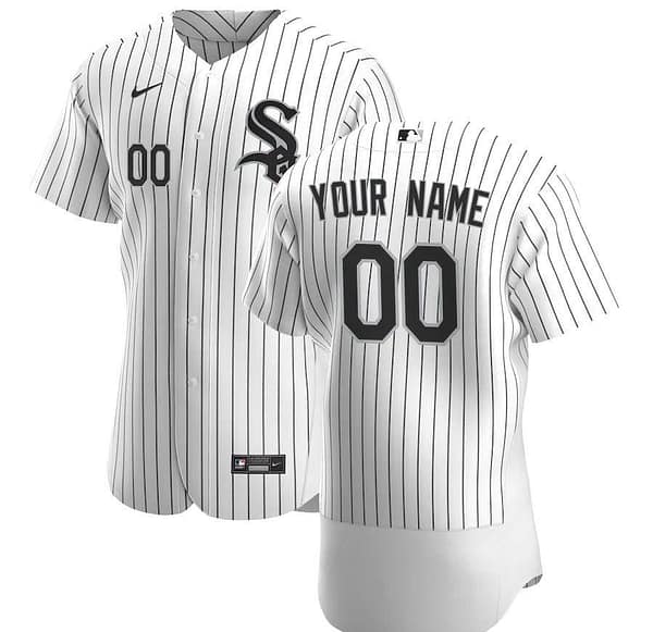 Men's White&Black 2020 Home Authentic Custom Team Jersey