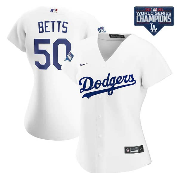 Women's Mookie Betts White 2020 World Series Champions Home Player Team Jersey