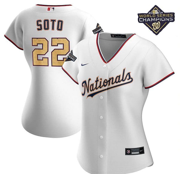 Women's Juan Soto White&Gold 2020 Gold Program Player Team Jersey