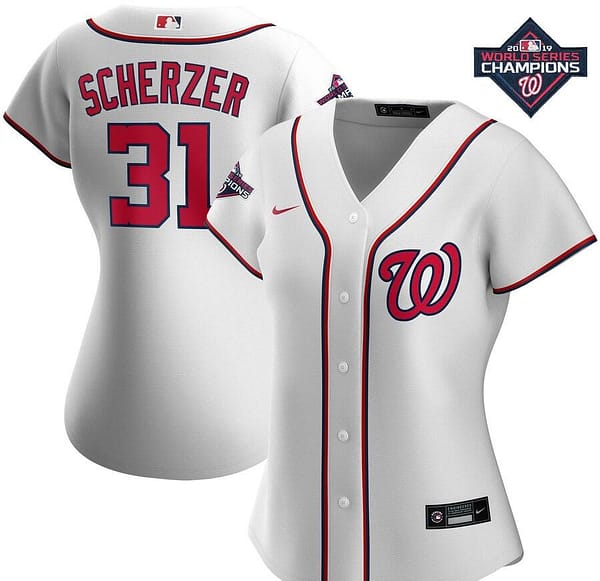 Women's Max Scherzer White 2019 World Series Champions Home Player Team Jersey