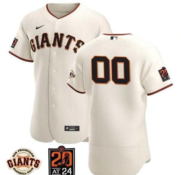Men's Cream 2020 Home Authentic Custom Patch Team Jersey