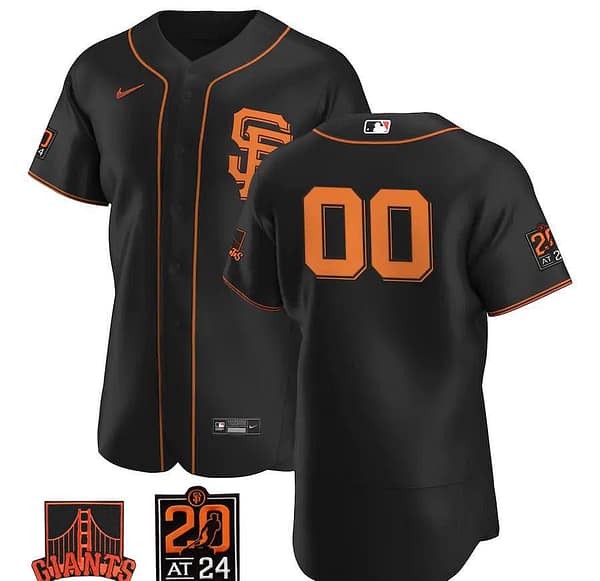 Men's Black 2020 Alternate Authentic Custom Patch Team Jersey