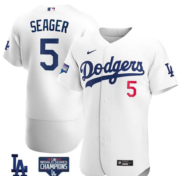 Men's Corey Seager White 2020 World Series Champions Home Authentic Player Team Jersey