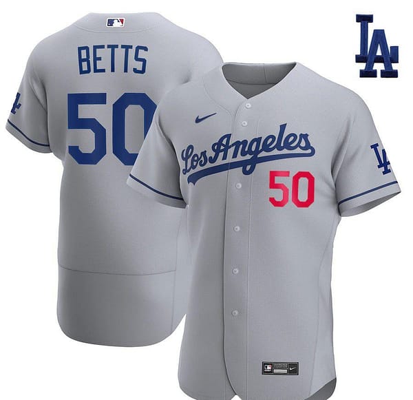 Men's Mookie Betts Gray 2020 Away Official Authentic Player Team Jersey