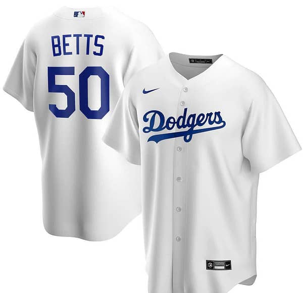 Men's Mookie Betts White 2020 Home Official Player Team Jersey