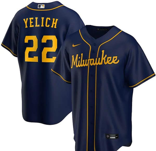 Men's Christian Yelich Navy Alternate 2020 Player Team Jersey