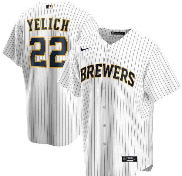 Men's Christian Yelich White&Navy Alternate 2020 Player Team Jersey