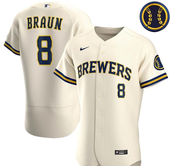Men's Ryan Braun Cream Home 2020 Authentic Player Team Jersey