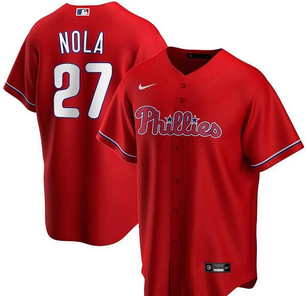 Men's Aaron Nola Red Alternate 2020 Player Team Jersey