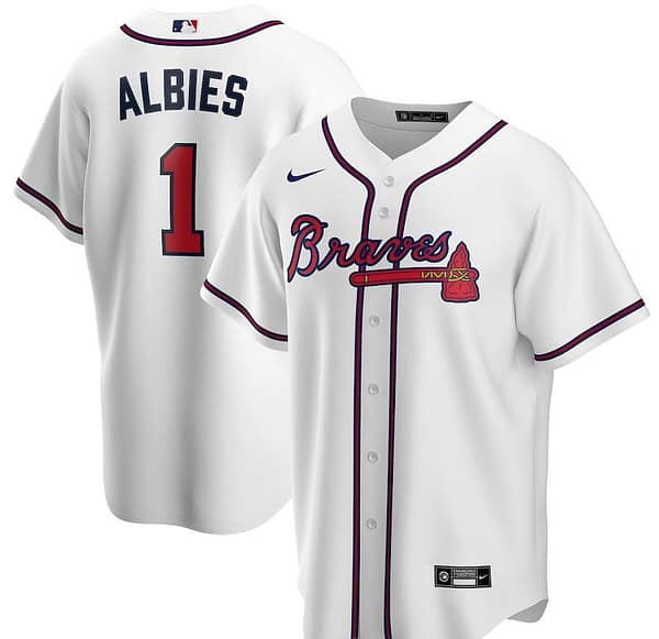 Men's Ozzie Albies White Home 2020 Player Team Jersey