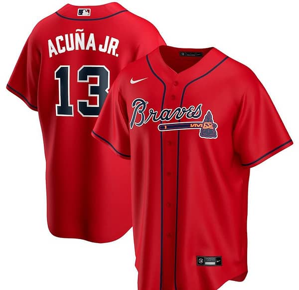 Men's Ronald Acuna Jr. Red Alternate 2020 Player Team Jersey