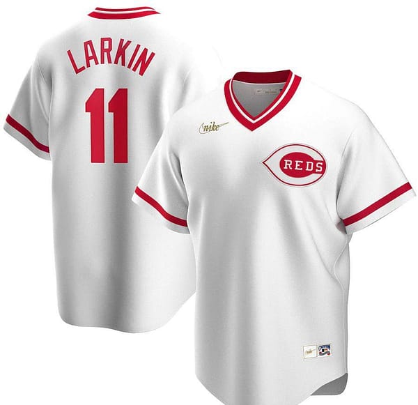 Men's Barry Larkin White Home Cooperstown Collection Player Team Jersey