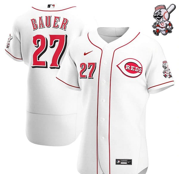 Men's Trevor Bauer White Home 2020 Authentic Player Team Jersey