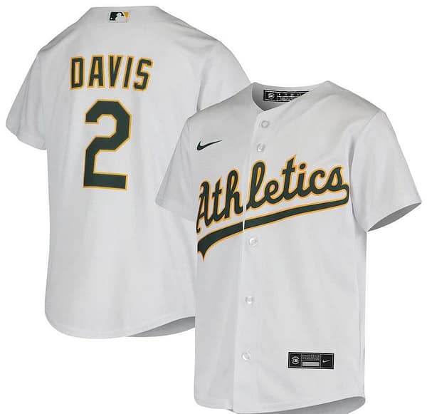 Youth Khris Davis White Home Team Jersey