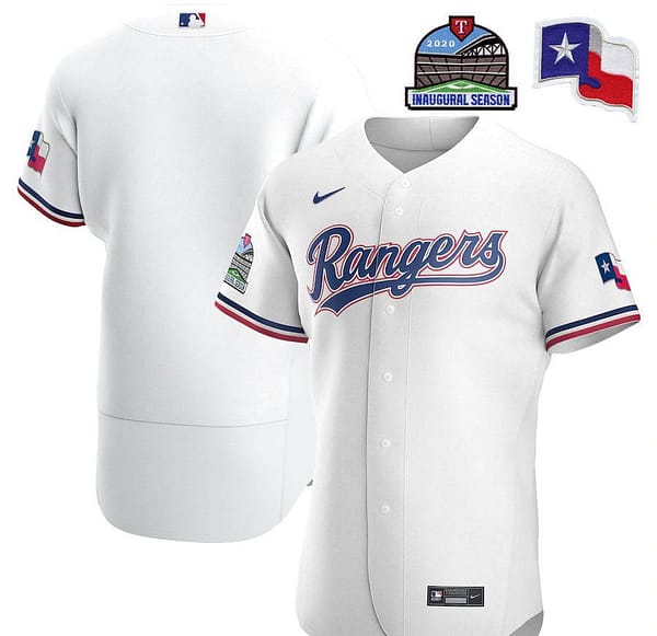 Men's White Home 2020 Authentic Inaugural Season and Flag Patch Team Jersey