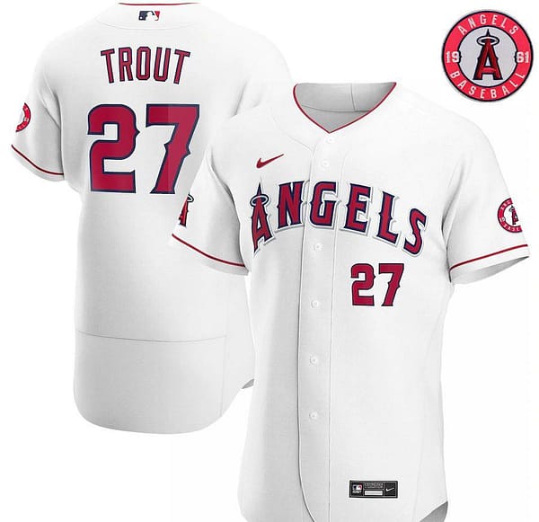 Men's Mike Trout White Home 2020 Authentic Player Team Jersey