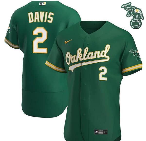 Men's Khris Davis Kelly Green Alternate 2020 Authentic Player Team Jersey
