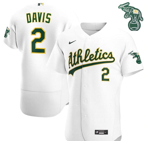Men's Khris Davis White Home 2020 Authentic Player Team Jersey