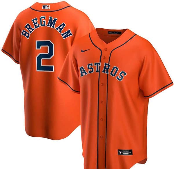 Men's Alex Bregman Orange Alternate 2020 Player Team Jersey