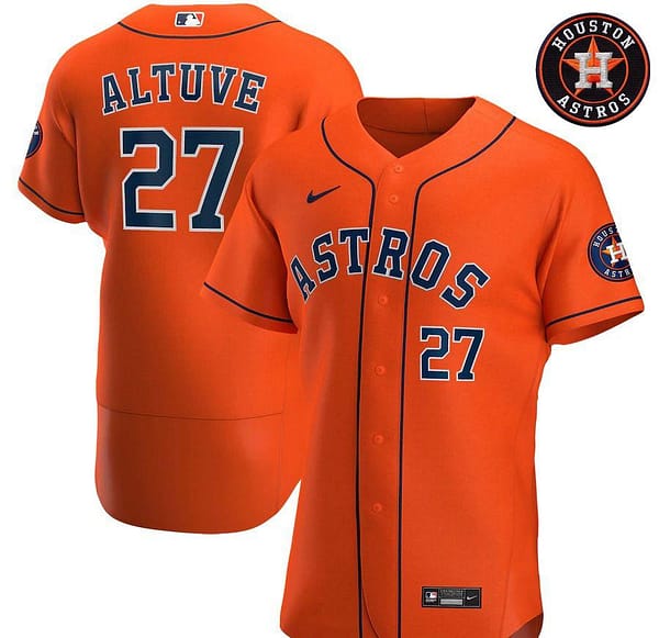 Men's Jose Altuve Orange Alternate 2020 Authentic Player Team Jersey