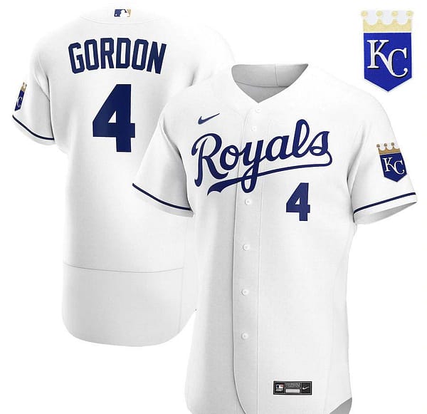 Men's Alex Gordon White Home 2020 Authentic Player Team Jersey