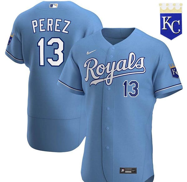 Men's Salvador Perez Light Blue Alternate 2020 Authentic Player Team Jersey