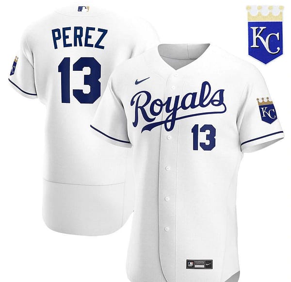 Men's Salvador Perez White Home 2020 Authentic Player Team Jersey