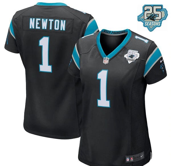 Women's Cam Newton Black 25th Season Player Limited Team Jersey