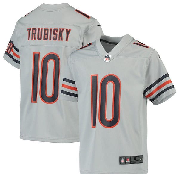 Youth Mitchell Trubisky Silver Inverted Player Limited Team Jersey