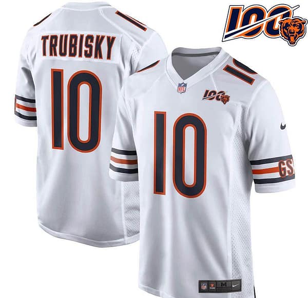 Youth Mitchell Trubisky White 100th Season Player Limited Team Jersey