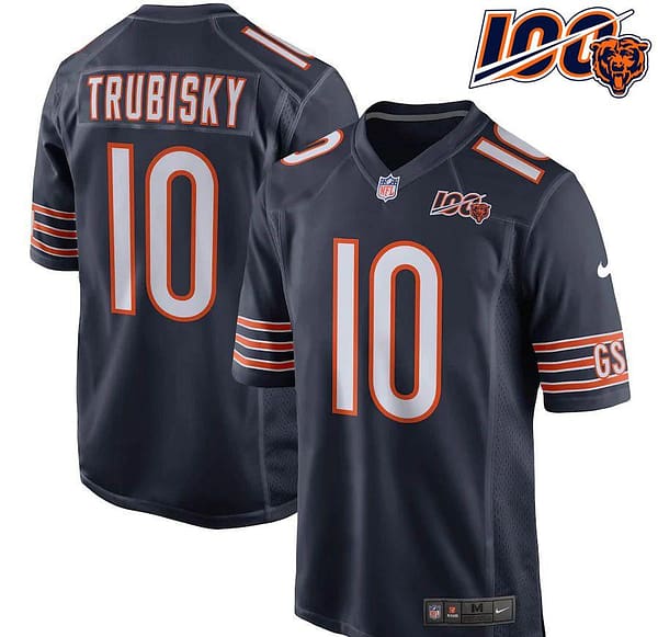Youth Mitchell Trubisky Navy 100th Season Player Limited Team Jersey