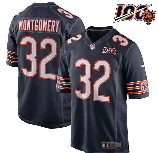 Men's David Montgomery Navy 100th Season Player Limited Team Jersey