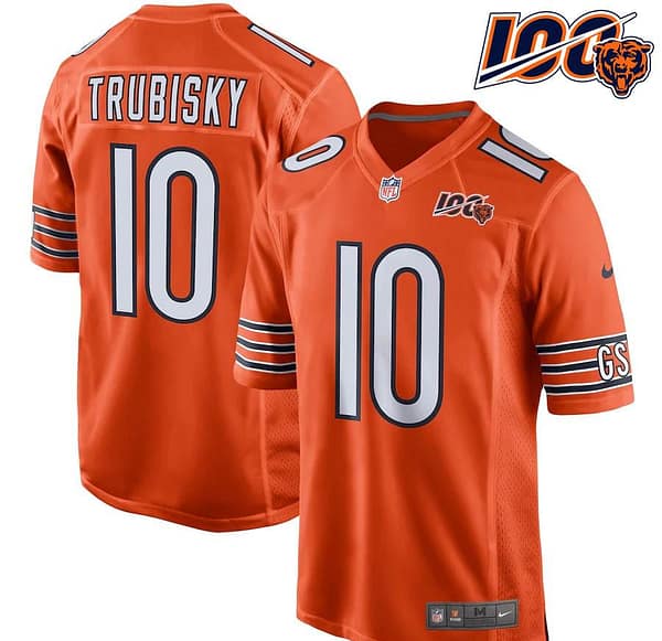 Men's Mitchell Trubisky Orange 100th Season Player Limited Team Jersey