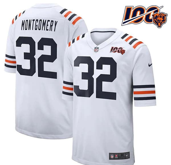 Men's David Montgomery White 100th Season Alternate Classic Player Limited Team Jersey