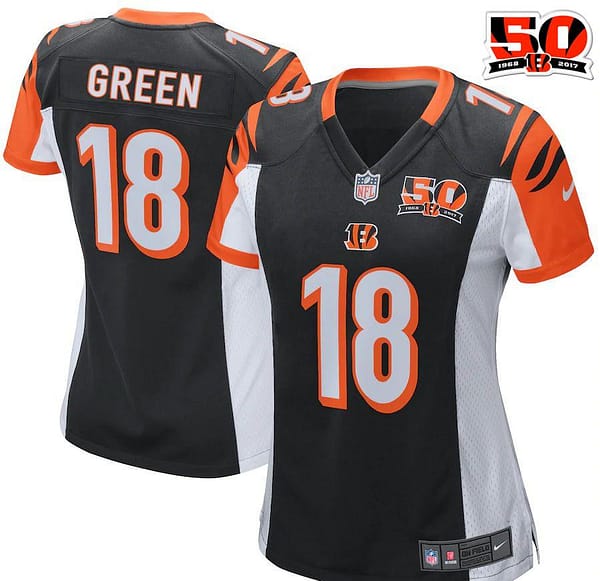 Women's A.J. Green Black 50th Anniversary Patch Player Limited Team Jersey