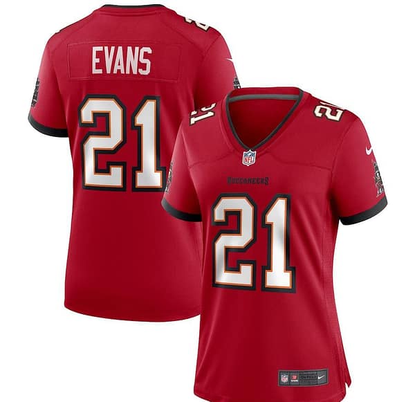 Women's Justin Evans Red Player Limited Team Jersey