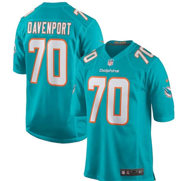 Men's Julien Davenport Aqua Player Limited Team Jersey